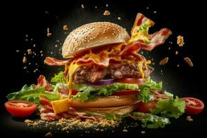 Exploded axonometric view of a burger meat patty cr photo