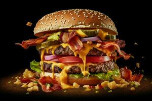 Exploded axonometric view of a burger meat patty cr photo
