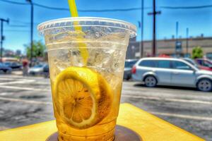 Ice-cold lemonade on a hot day photo