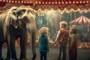 Kids enjoying a day at the circus photo