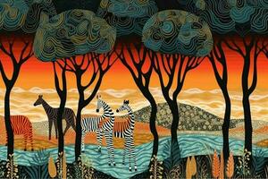 Patterns inspired by African landscapes and scenery photo