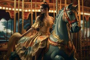 Riding on a carousel photo