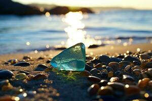 Seaglass sparkling on the shore photo