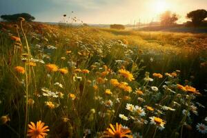 Sun-kissed fields of wildflowers photo