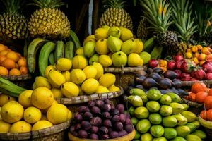 el abundancia y variedad de africano frutas y verduras foto