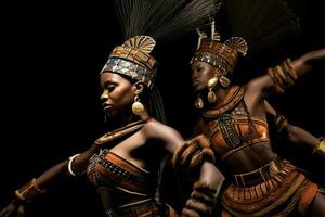 el belleza y elegancia de africano bailarines en lleno foto