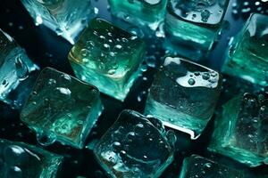 The background of fresh ice cubes is adorned with s photo