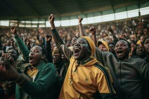 el energía y emoción de un sur africano fútbol foto