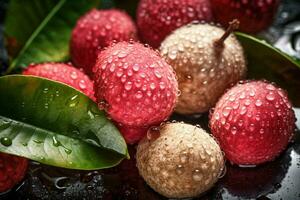 The fresh lychee background is adorned with sparkli photo