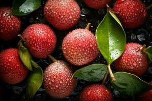 The fresh lychee background is adorned with sparkli photo