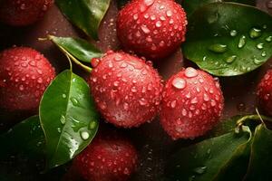 The fresh lychee background is adorned with sparkli photo