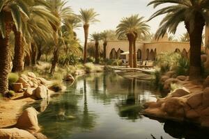 el pacífico y sereno oasis de un africano Desierto foto