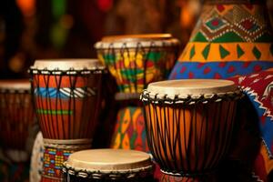 el rítmico golpear de africano tambores foto