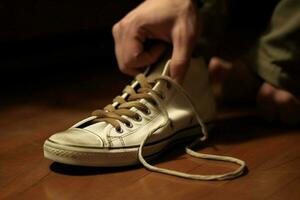 Tying shoelaces for the first time photo
