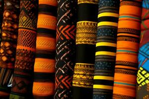 Use of traditional African textiles such as kente o photo