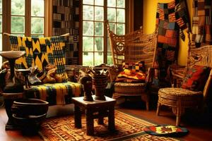 Use of traditional African textiles such as kente o photo