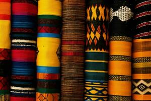 Use of traditional African textiles such as kente o photo