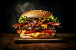 a bacon cheeseburger highly realistic high resoluti photo