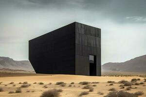 a black building in the desert photo