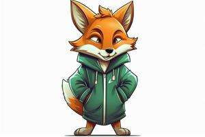 a cartoon fox with a green jacket and a green hoo photo