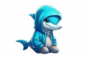 a cartoon dolphin with a hoodie and a hoodie photo