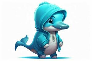 a cartoon dolphin with a hoodie and a hoodie photo