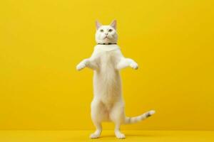 a cat with a white chest and white chest stands o photo