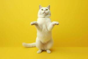 a cat with a white chest and white chest stands o photo