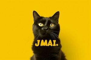 a cat with a yellow background that saysim a cat photo