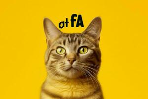 a cat with a yellow background that saysim a cat photo