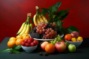 a colorful fruit is displayed on a table photo