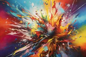 a colorful painting with a brush on it photo