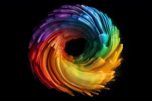 a colorful paint rainbow isolated on black illust photo