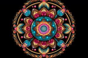 a colorful mandala with a colorful design in the photo