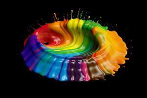 a colorful paint rainbow isolated on black illust photo