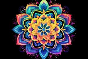 a colorful mandala with a colorful design in the photo