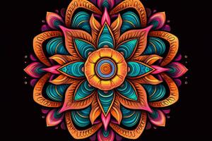 a colorful mandala with a colorful design in the photo