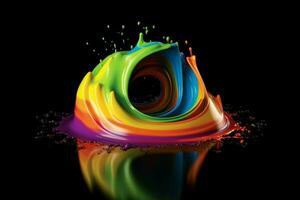 a colorful paint rainbow isolated on black illust photo