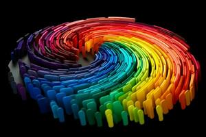 a colorful paint rainbow isolated on black illust photo