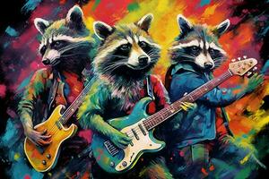 a colorful poster for a band called raccoon photo