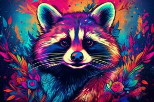 a colorful poster for a band called raccoon photo