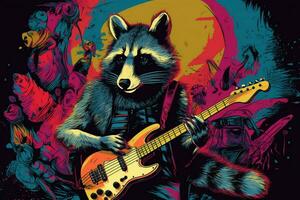 a colorful poster for a band called raccoon photo