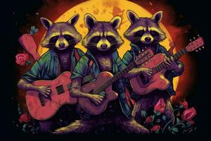 a colorful poster for a band called raccoon photo