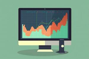 a computer monitor with a graph on it photo