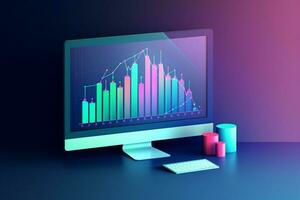 a computer monitor with a graph on it photo