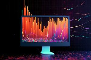 a computer monitor with a graph on it photo