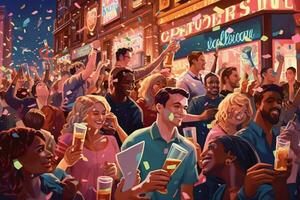 un concurrido Club nocturno con personas participación cerveza glasse foto