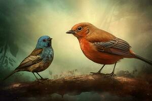 a digital illustration of a bird with a bird on i photo