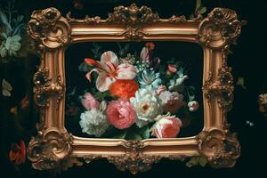 a frame with a floral pattern on it photo