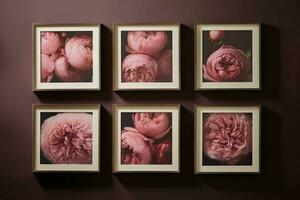 a framed picture of pink roses photo